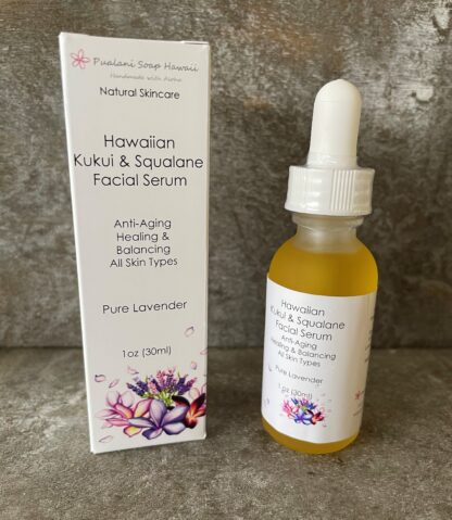 Hawaiian Kukui & Squalane Facial Serum Anti-Aging All Skin Type Pure Lavender 1oz
