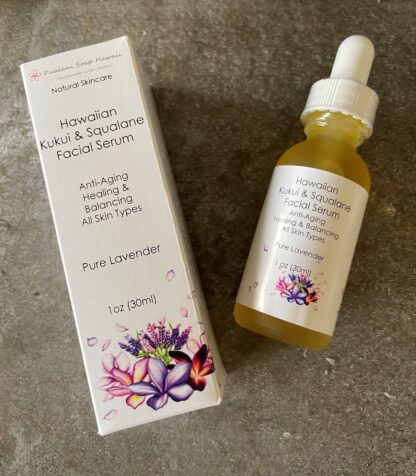 Hawaiian Kukui & Squalane Facial Serum Anti-Aging All Skin Type Pure Lavender 1oz - Image 3